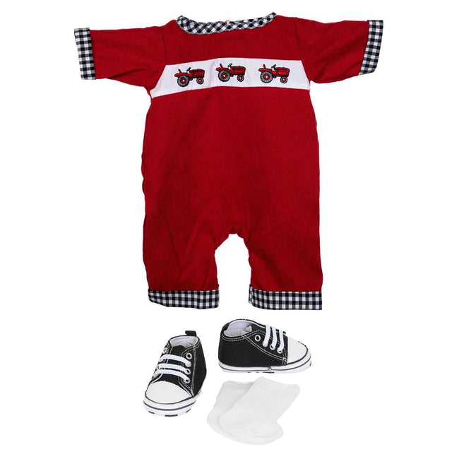 BLC C BU Fashion Set - Tractor Romper Fits 20"