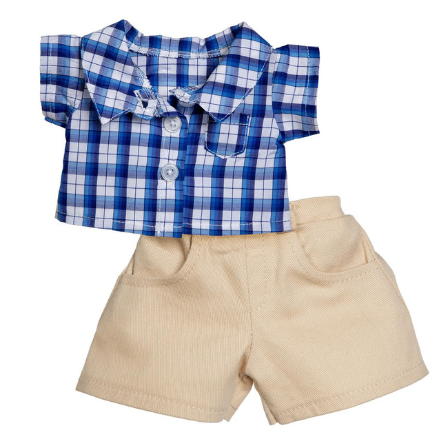 BLC Z01 Outfit 2pc Plaid Shirt/Khaki Shorts Fits 12", 14" & Lullaby