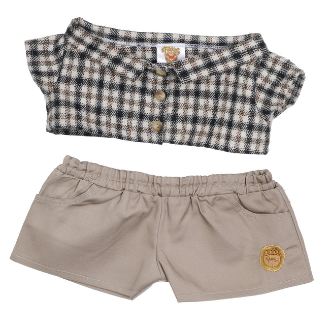 Furskins Outfit Brown Plaid Shirt/Brown Shorts