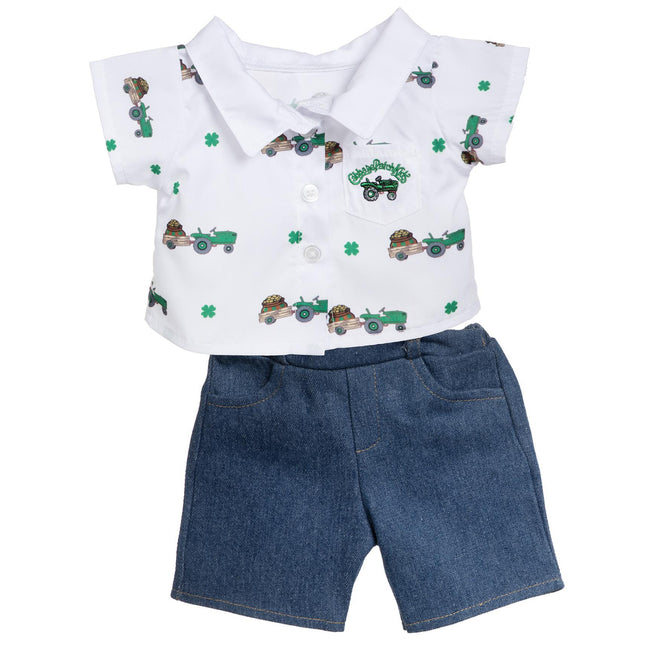 BLC C Outfit 2pc Tractor Shirt/Denim Shorts Fits 20" & Newborn