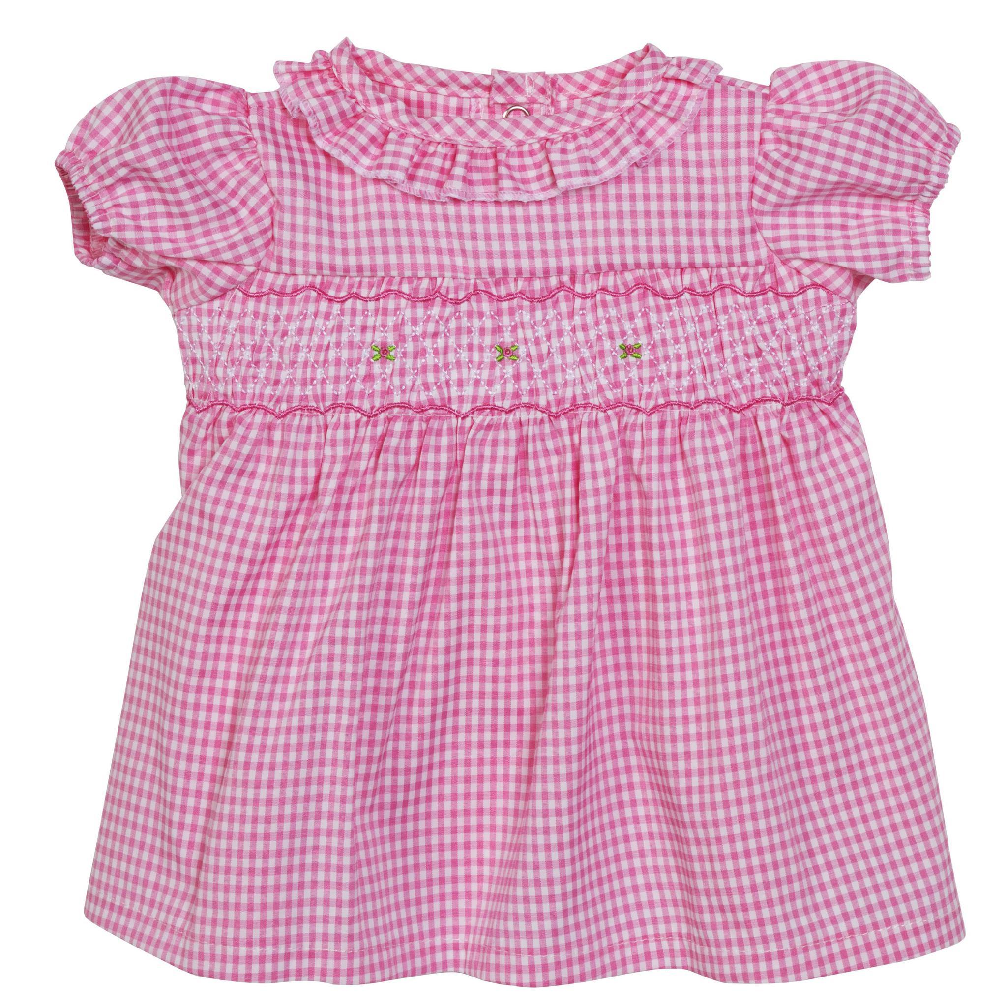 BLC C Dress Gingham Pink Fits 20" & Newborn