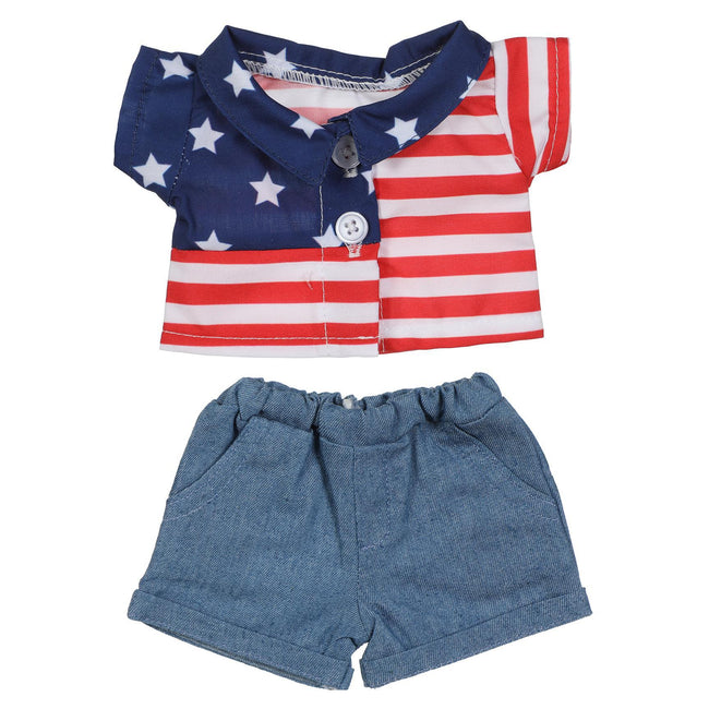 BLC Z9 Outfit 2pc Flag Shirt/Denim Shorts Fits 9"