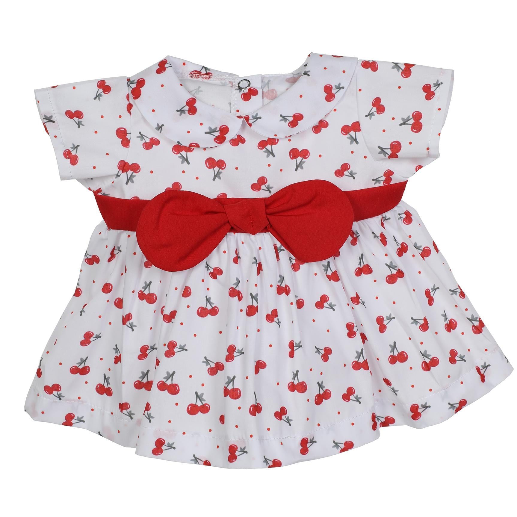 BLC C Dress White w/Red Cherries & Bow Fits 20"