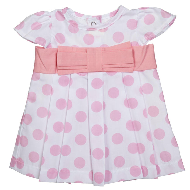 BLC C Dress Pink & White Polka Dots w/Bow Fits 20" & Newborn