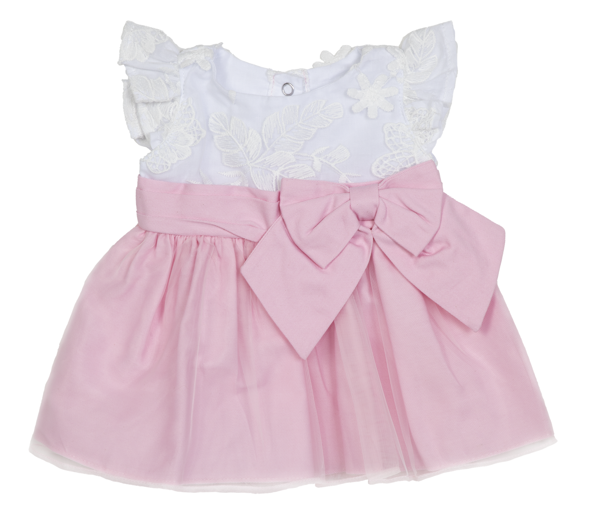 BLC C Dress White & Pink w/Bow Fits 20" & Newborn