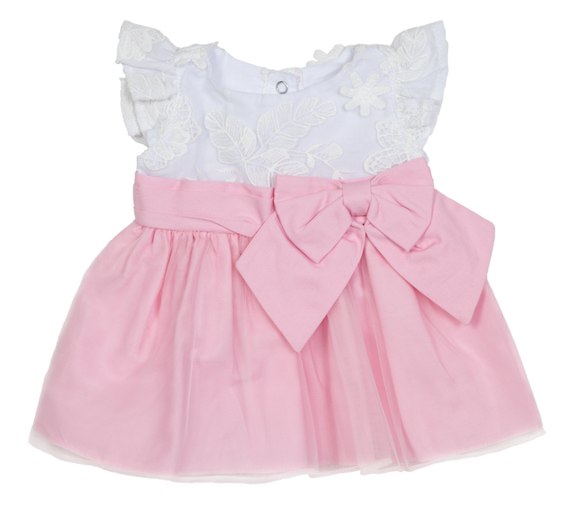 BLC C Dress White & Pink w/Bow Fits 20" & Newborn