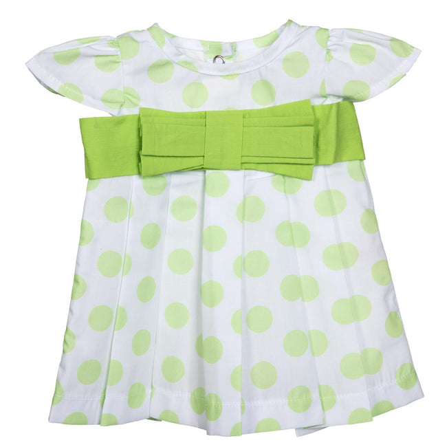 BLC C Dress Green & White Polka Dots w/Bow Fits 20" & Newborn